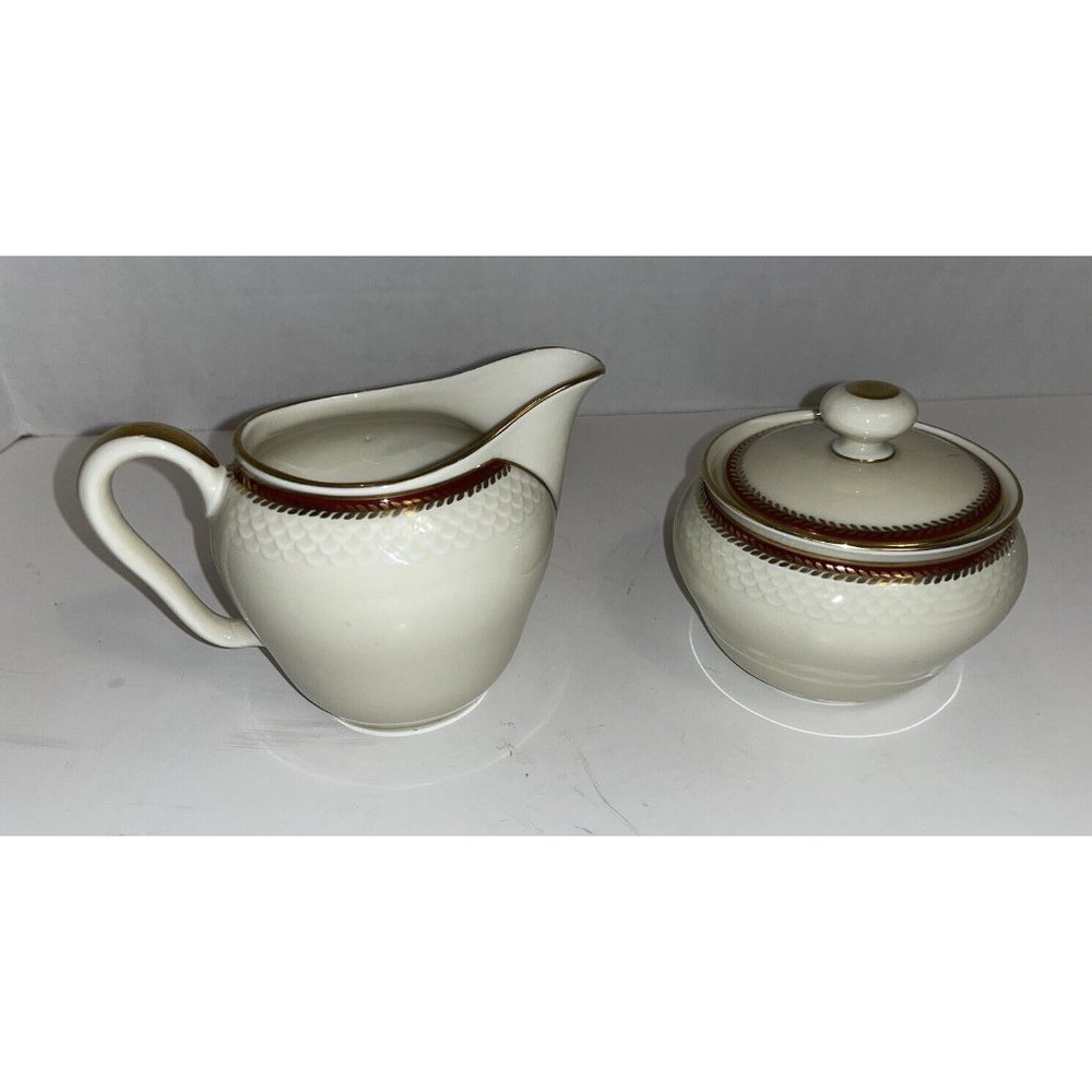 Vintage 1952 Thomas Bavaria Porcelain China Ivory Sugar Bowl And Creamer 01993-1